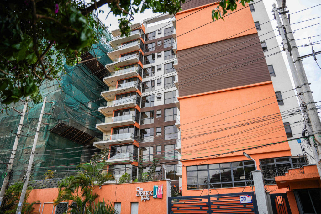 5th Park Heights building and entrance gate viewed from street level